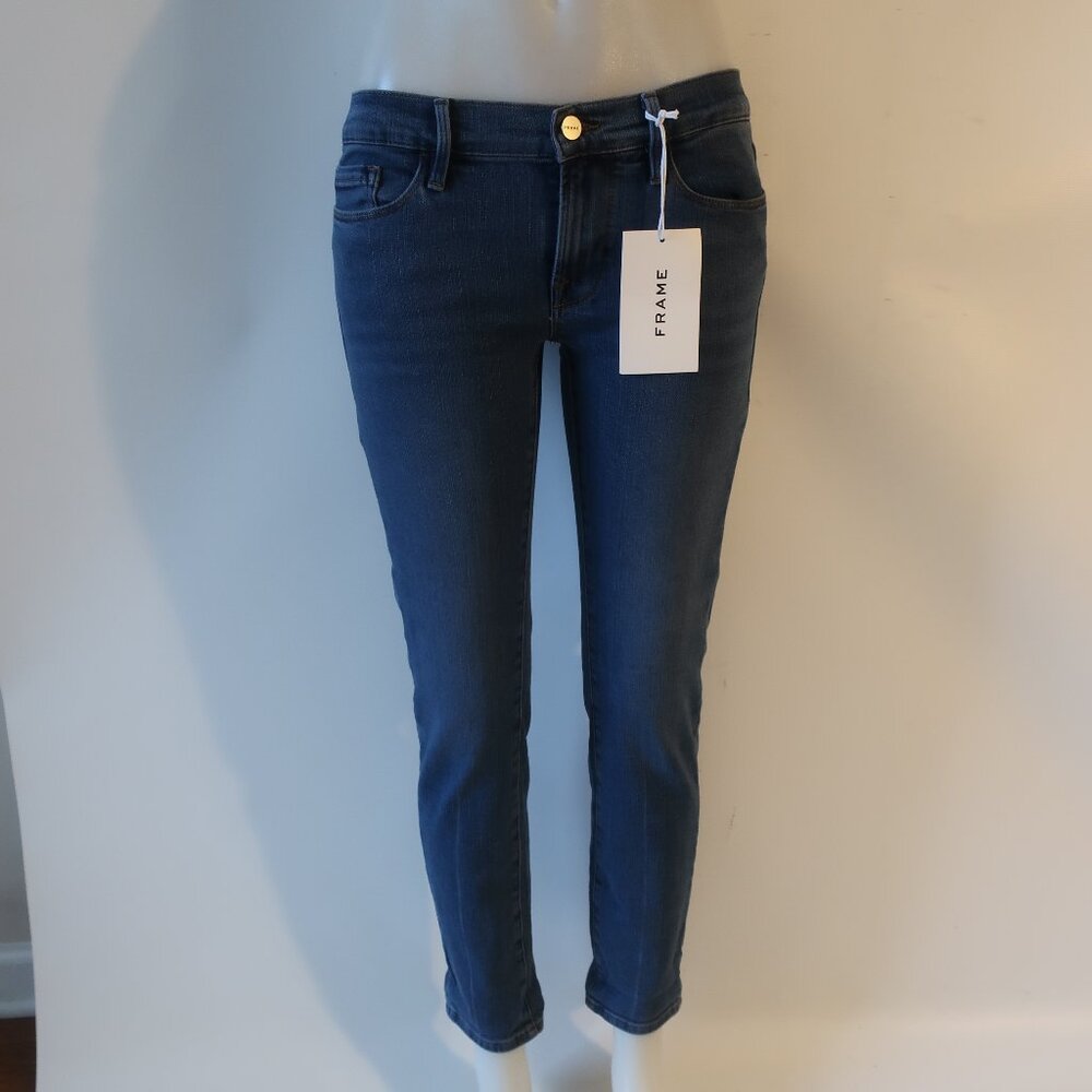 NWT Womens Frame Blue Le Garcon Blue Hart Skinny Denim Jeans 25
